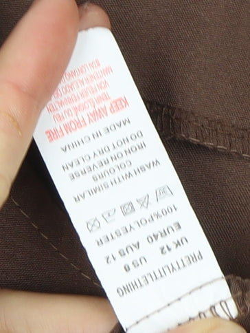 PrettyLittleThing Brown Long Sleeve Dress, Size 12