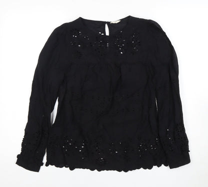Hush Women's Black Embroidered Blouse Size 6