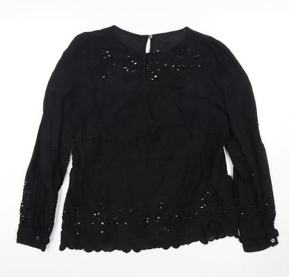 Hush Women's Black Embroidered Blouse Size 6