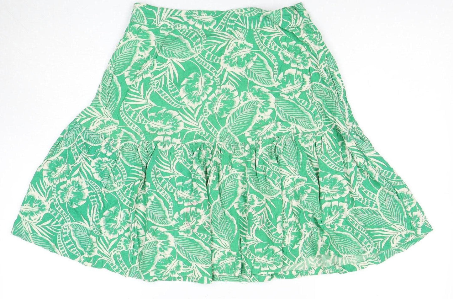 Fat Face Women Green 10 A-Line Floral Skirt