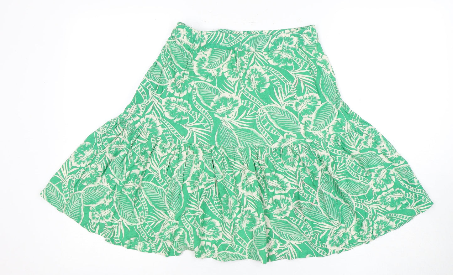 Fat Face Women Green 10 A-Line Floral Skirt