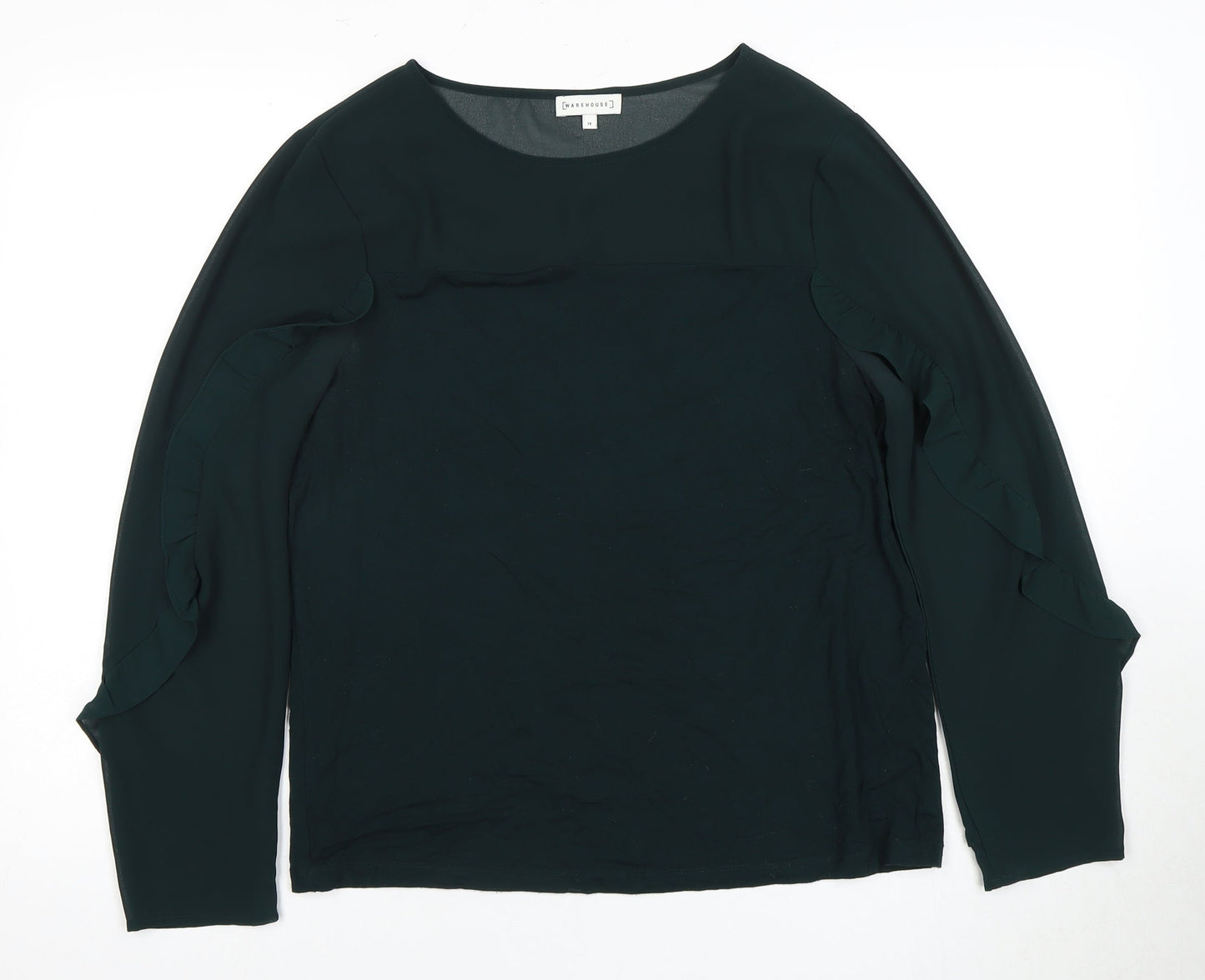 Womens UK Size 14 Warehouse Black Basic Blouse