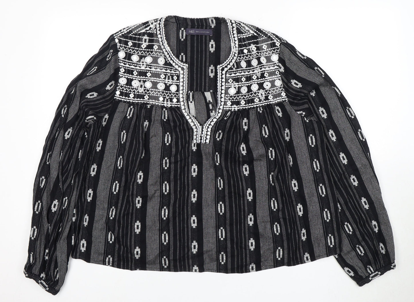 Womens UK Size 16 Marks and Spencer Black Tunic Blouse