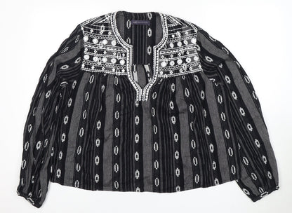 Womens UK Size 16 Marks and Spencer Black Tunic Blouse