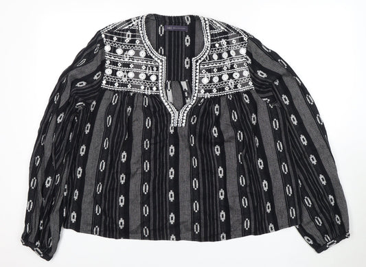 Womens UK Size 16 Marks and Spencer Black Tunic Blouse