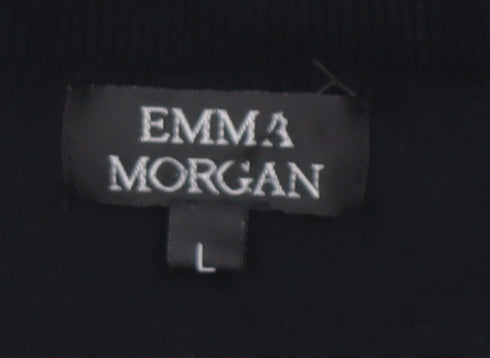 Emma Morgan Black Button-Up Striped Women's Top L