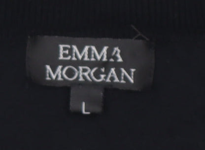 Emma Morgan Black Button-Up Striped Women's Top L