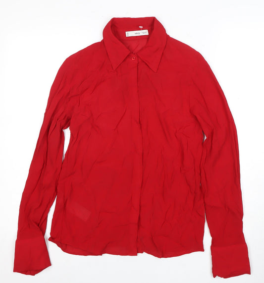 Womens UK Size 2 MNG Red Basic Blouse