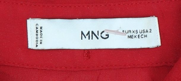 Womens UK Size 2 MNG Red Basic Blouse