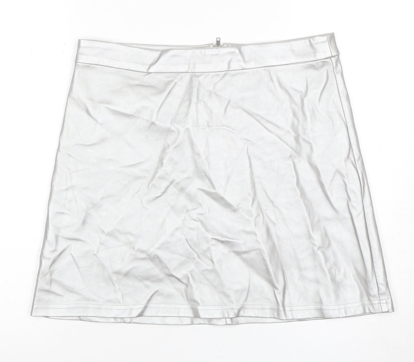 Jacqueline de Yong Women's Silver Large Short Zip Skirt