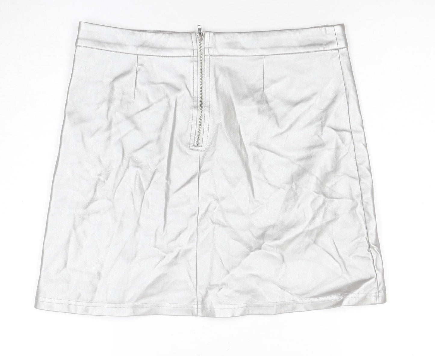 Jacqueline de Yong Women's Silver Large Short Zip Skirt