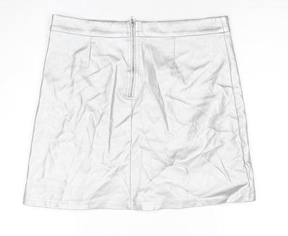 Jacqueline de Yong Women's Silver Large Short Zip Skirt