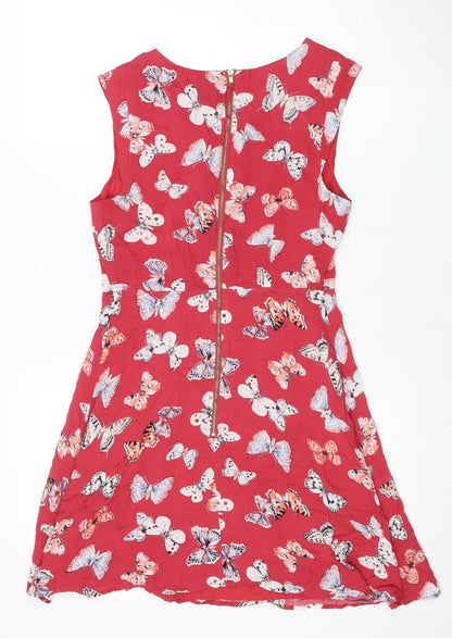 Oasis Women's Red Butterfly Print A-Line Dress