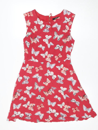 Oasis Women's Red Butterfly Print A-Line Dress
