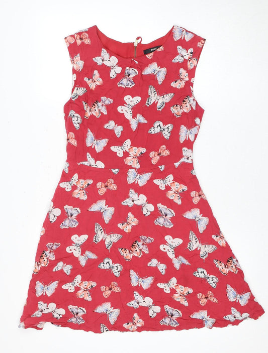 Oasis Women's Red Butterfly Print A-Line Dress