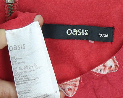 Oasis Women's Red Butterfly Print A-Line Dress