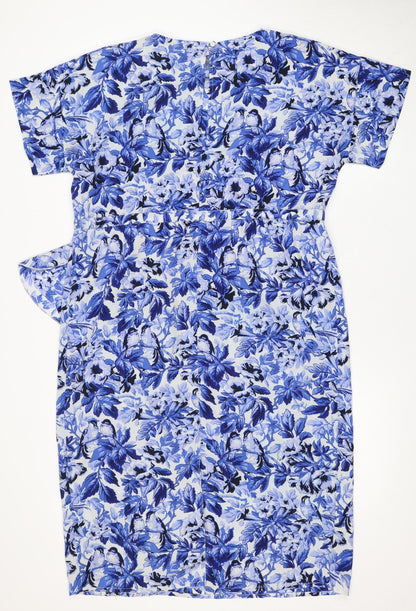 ASOS Women's Blue Floral Strapless Dress Size 14
