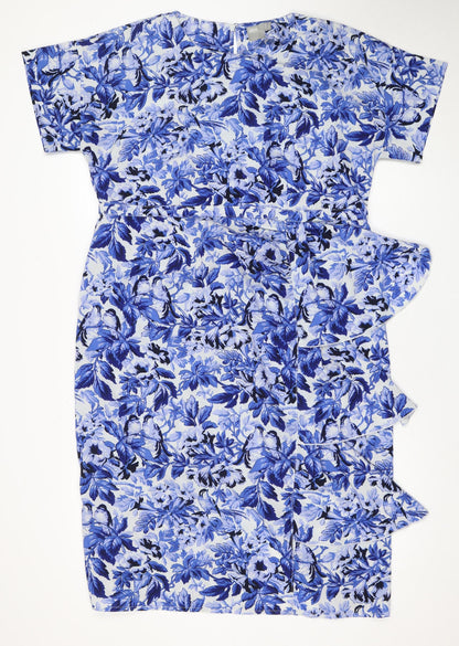 ASOS Women's Blue Floral Strapless Dress Size 14