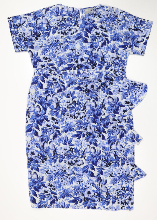 ASOS Women's Blue Floral Strapless Dress Size 14