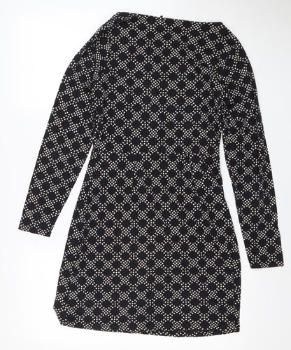 Belam Women Black Geometric Shift Dress Size 6