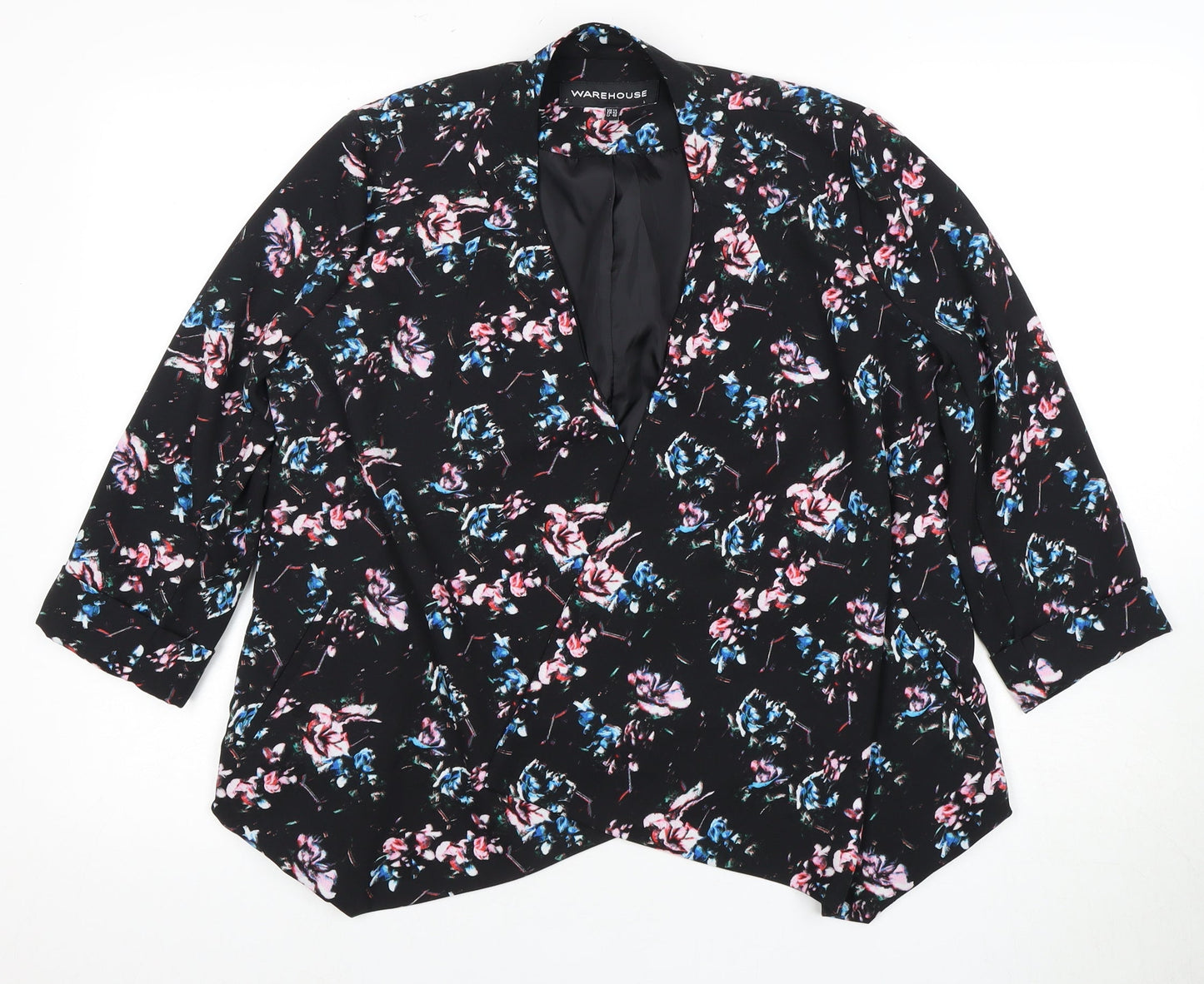 Warehouse Women's Black Floral Blazer Size 14