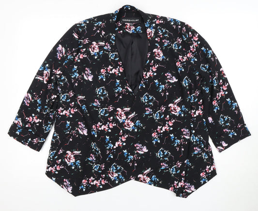 Warehouse Women's Black Floral Blazer Size 14