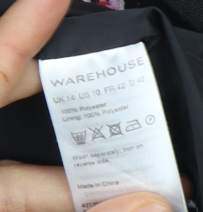 Warehouse Women's Black Floral Blazer Size 14