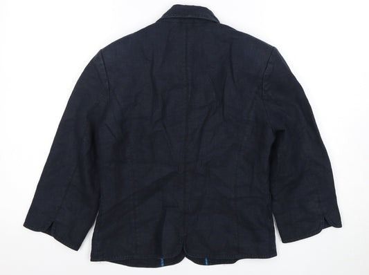 Next Women's Blue Linen Blazer Size 8