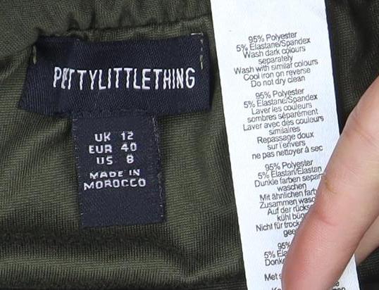 PrettyLittleThing Women's Green Bodycon Dress, Size 12