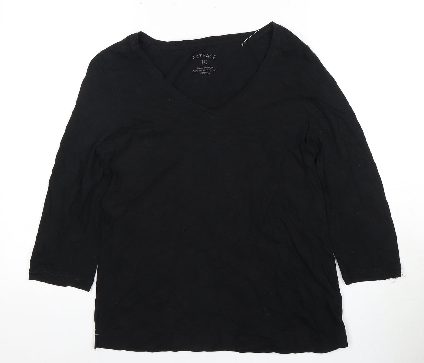 Womens UK Size 10 Fat Face Black Basic T-Shirt