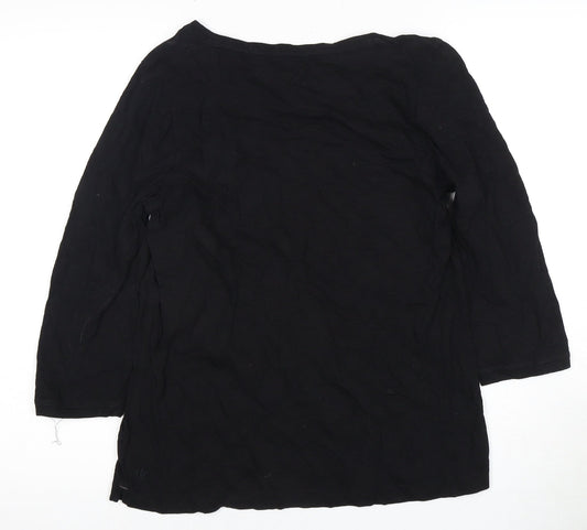 Womens UK Size 10 Fat Face Black Basic T-Shirt