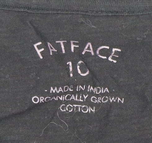 Womens UK Size 10 Fat Face Black Basic T-Shirt