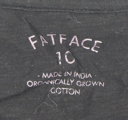Womens UK Size 10 Fat Face Black Basic T-Shirt