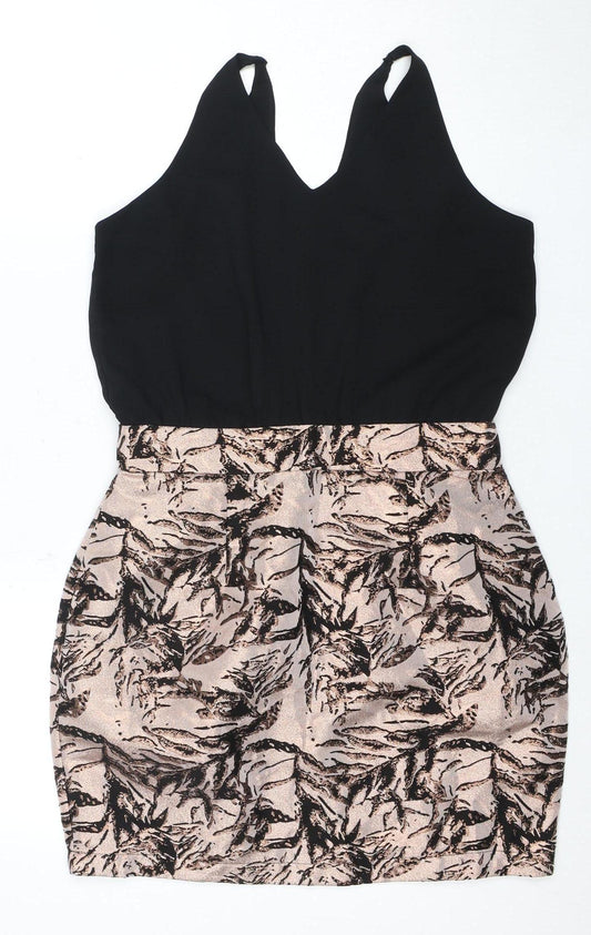 AX Women's Black Animal Print Bodycon Dress Size 18