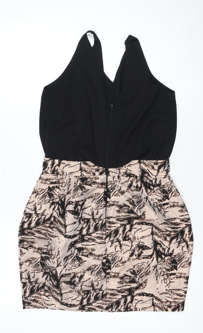 AX Women's Black Animal Print Bodycon Dress Size 18