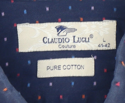 Mens UK Collar Size L Claudio Lugli Smart Blue  Dress Shirt