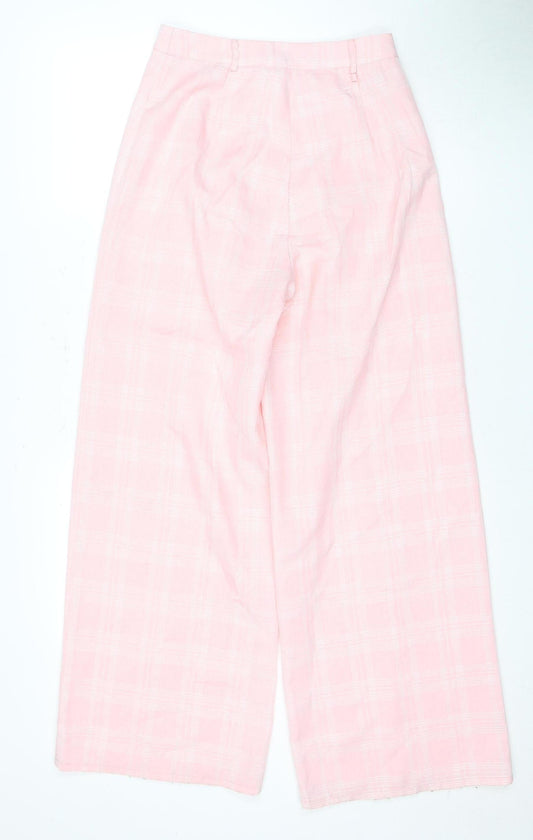 Missguided Women's Petite Pink Checked Trousers