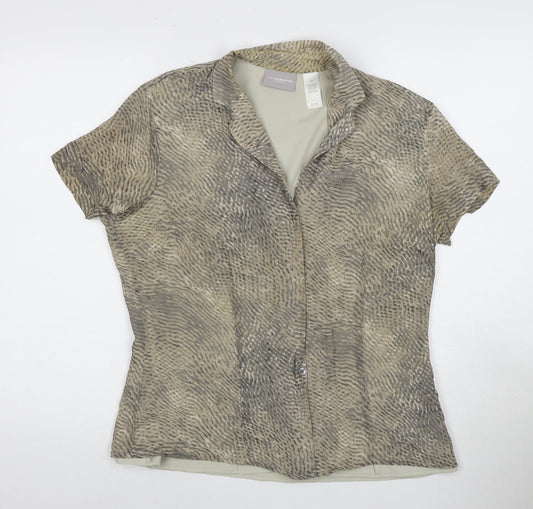 Liz Claiborne Women's Beige Silk Collared Blouse Size 12