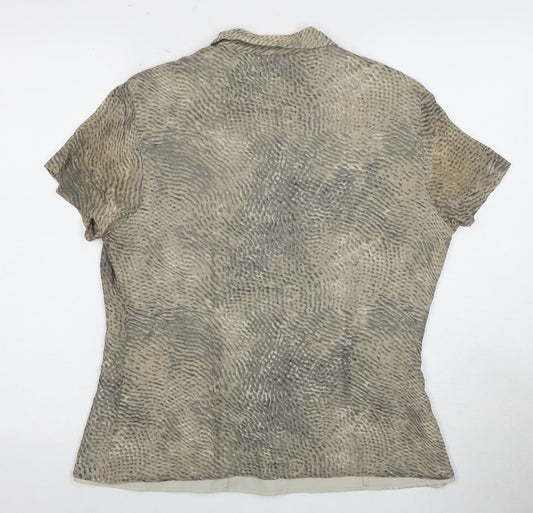 Liz Claiborne Women's Beige Silk Collared Blouse Size 12