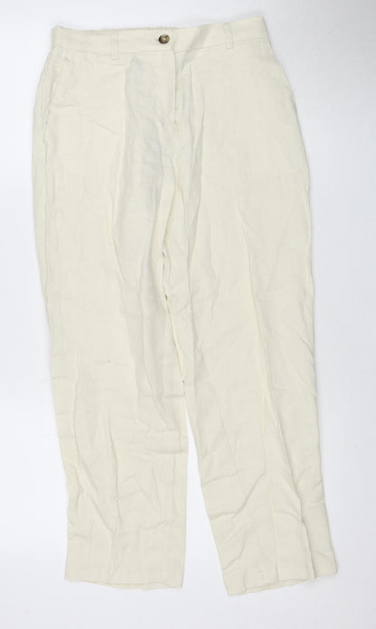 Oltre Women's Ivory Trousers, Elastic Waist