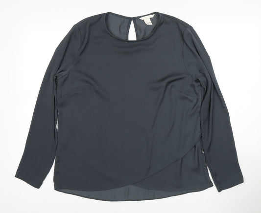 Womens UK Size 14 H&M Black Basic Blouse