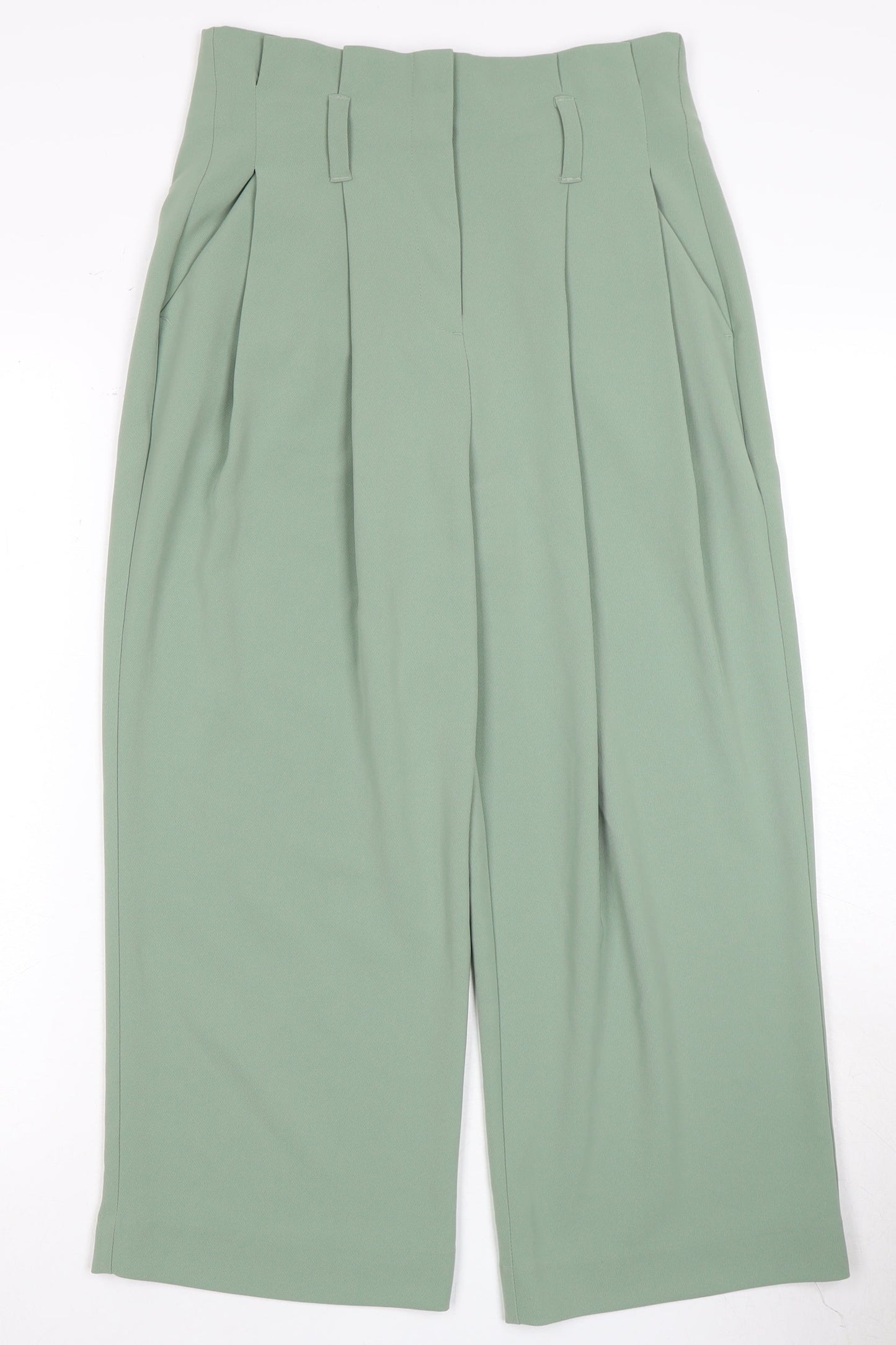 Womens UK Size UK 10 NEXT Regular Fit Cropped Green Trousers