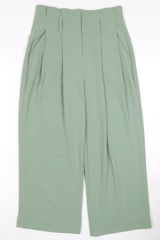Womens UK Size UK 10 NEXT Regular Fit Cropped Green Trousers