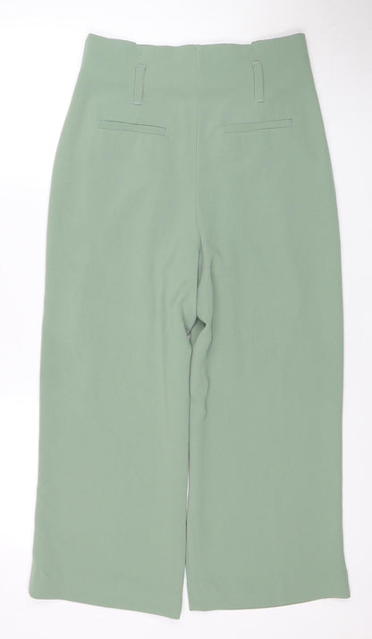 Womens UK Size UK 10 NEXT Regular Fit Cropped Green Trousers