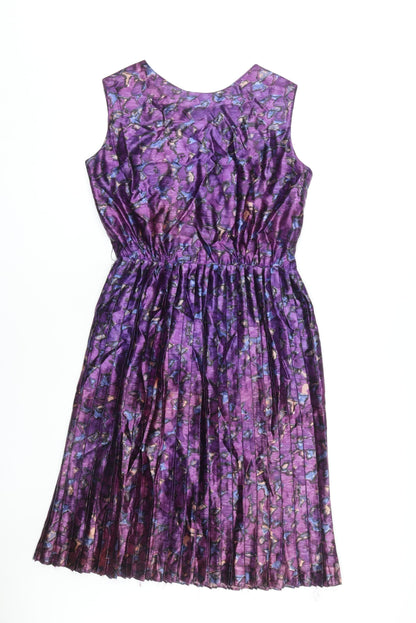 Teena Paige Women's Purple Floral Knee Length Dress