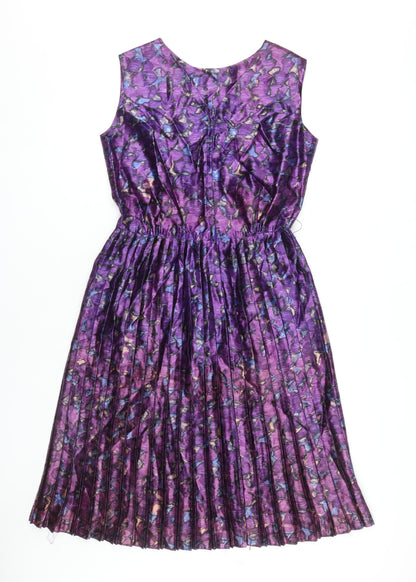 Teena Paige Women's Purple Floral Knee Length Dress