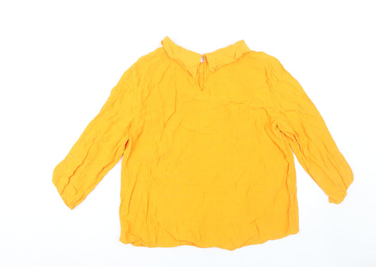 Zara Basic Women's Yellow 3/4 Sleeve Cowl Neck Blouse