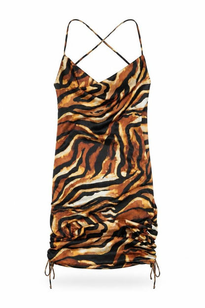 ASOS DESIGN Brown Slip Dress UK 8 - Animal Print