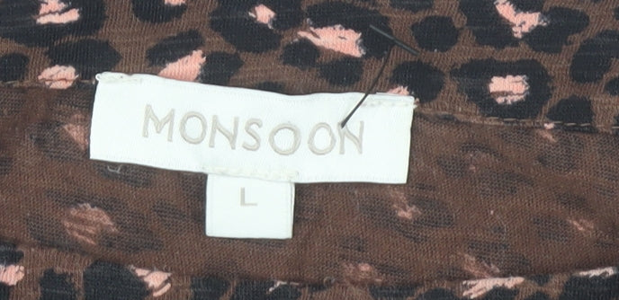 Womens UK Size L Monsoon Brown Basic T-Shirt