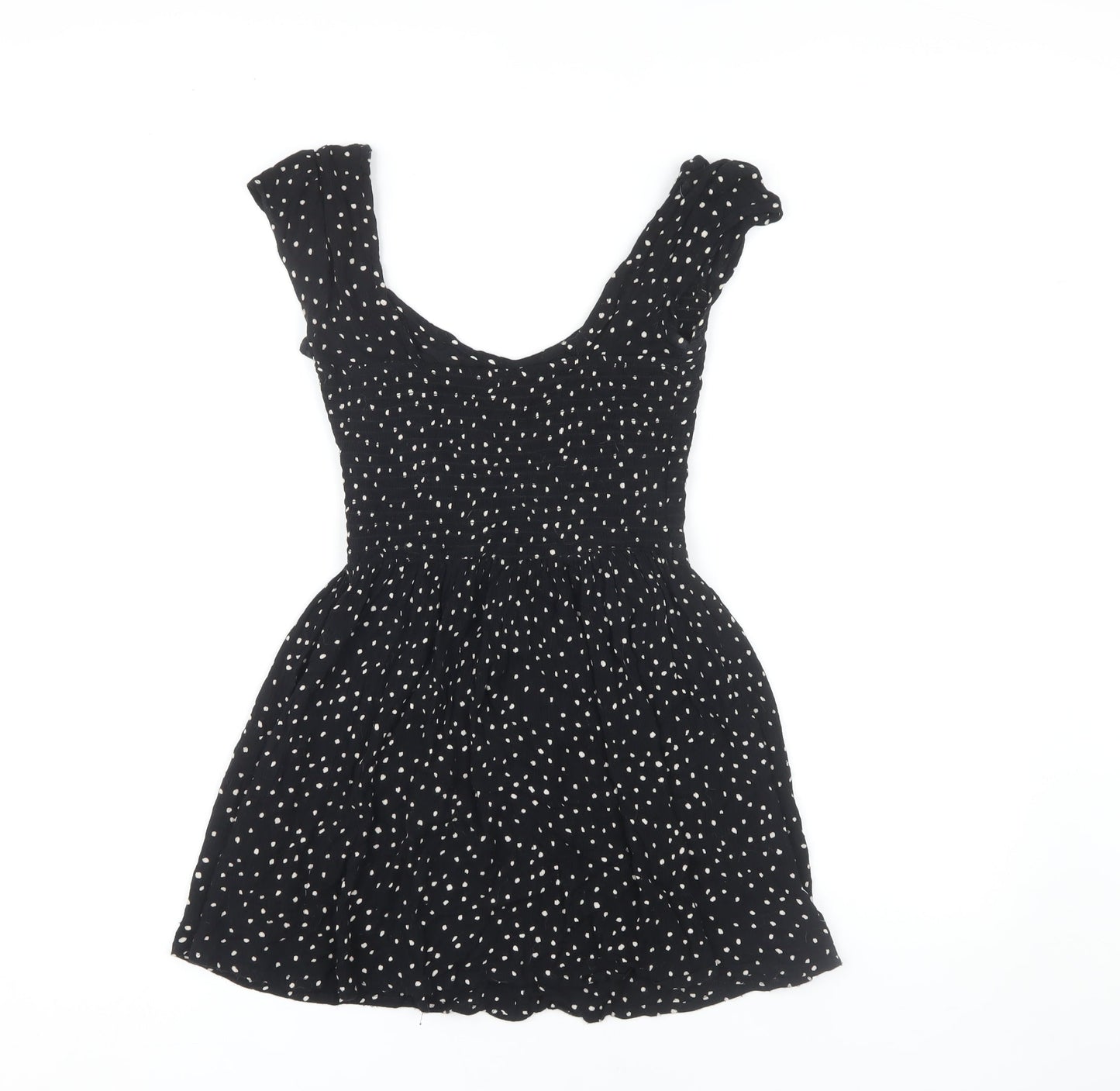 Brave Soul Women's Black Polka Dot Short Dress